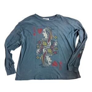 Daydreamer Free people Queen of Hearts Gray  Long Sleeve Tee size medium